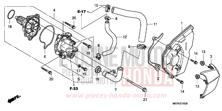POMPE A EAU de CBF600N ABS PEARL AMBER YELLOW (Y200) 2009